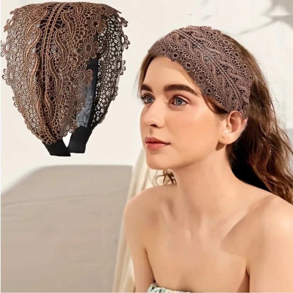 Khaki Lace Headband - Picture 2 of 3